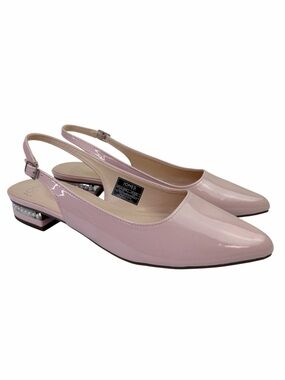 Jones New York Quilsa Slingback Shoe Pink Faux Patent Leather Size 10 Pearl Heel